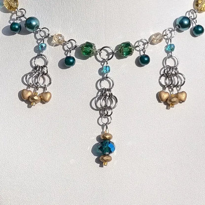 Gold & Turquoise Steampunk Duchess Necklace Novyra