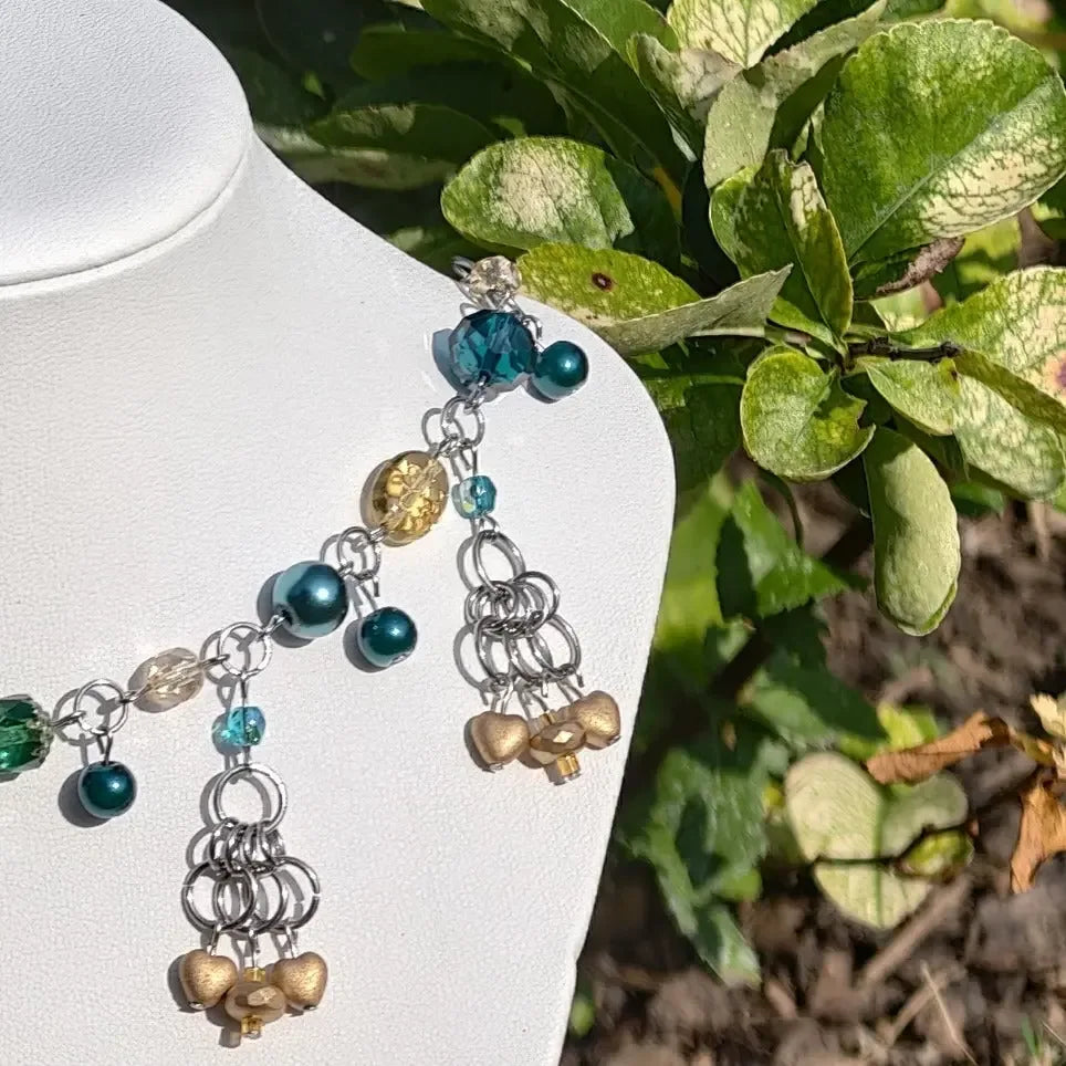 Gold & Turquoise Steampunk Duchess Necklace Novyra