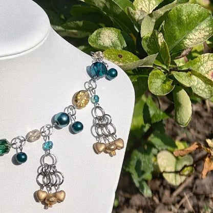 Gold & Turquoise Steampunk Duchess Necklace Novyra